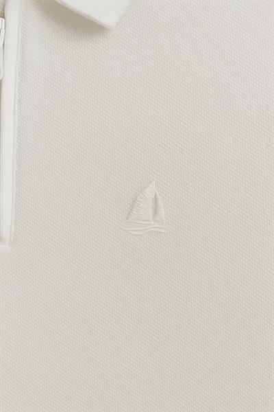 Erkek Kısakol Polo Yaka Fermuarlı Tshirt Beyaz