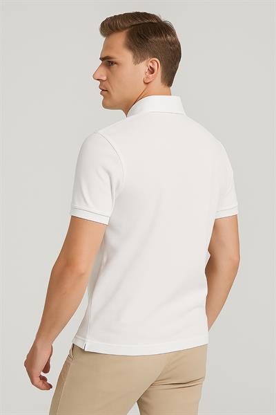 Erkek Kısakol Polo Yaka Fermuarlı Tshirt Beyaz