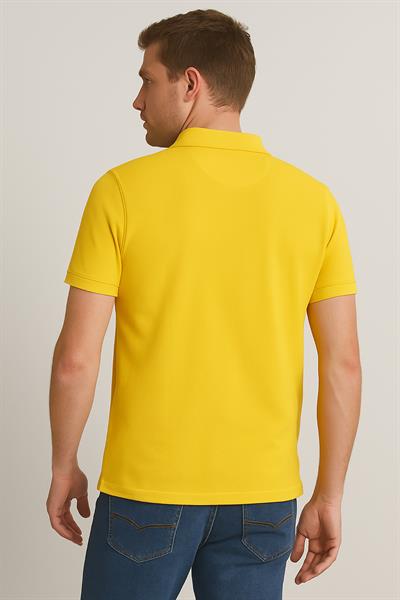 Erkek Kısakol Polo Yaka Fermuarlı Tshirt Sarı