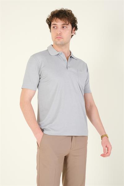 Erkek Polo Yaka Cepli T-Shirt Gri