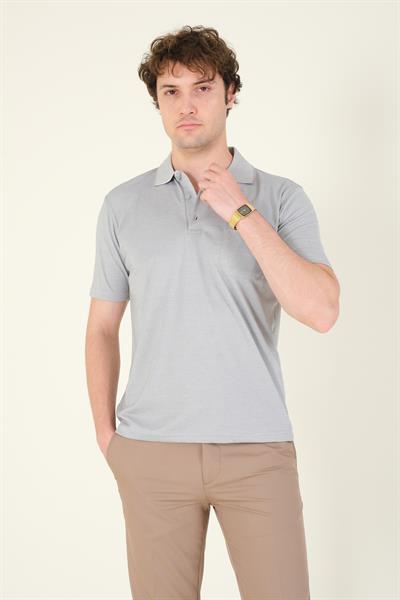 Erkek Polo Yaka Cepli T-Shirt Gri