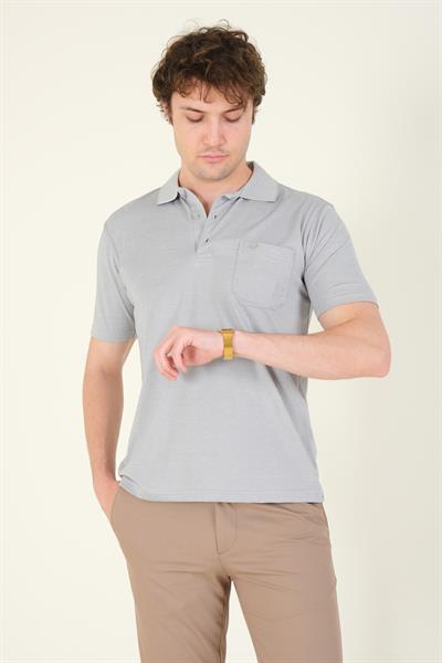 Erkek Polo Yaka Cepli T-Shirt Gri