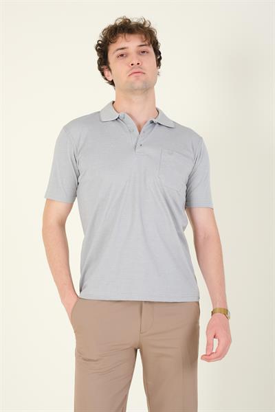 Erkek Polo Yaka Cepli T-Shirt Gri