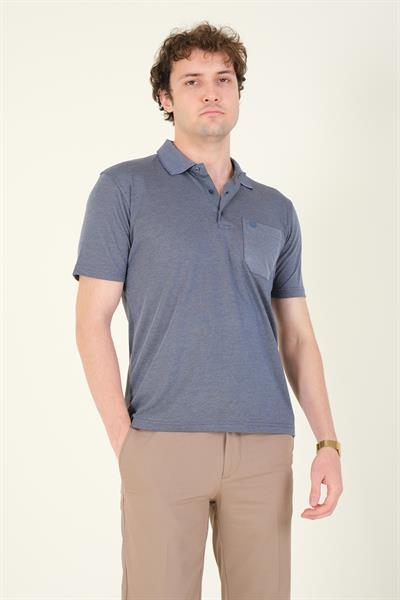 Erkek Polo Yaka Cepli T-Shirt İndigo