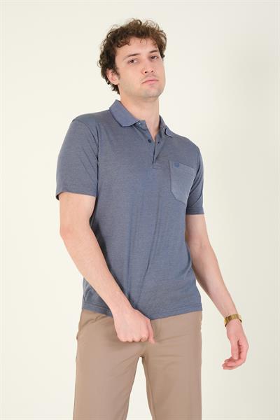 Erkek Polo Yaka Cepli T-Shirt İndigo