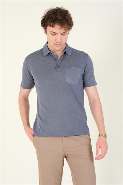 Erkek Polo Yaka Cepli T-Shirt İndigo