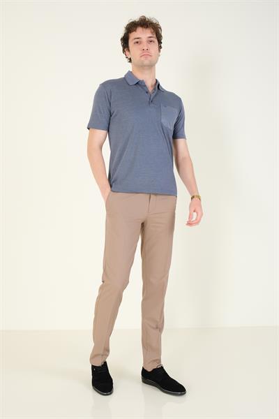 Erkek Polo Yaka Cepli T-Shirt İndigo