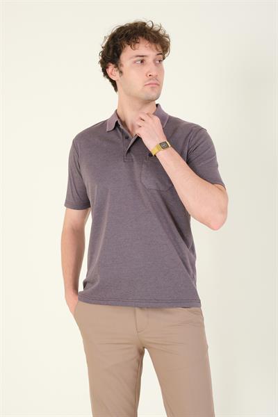 Erkek Polo Yaka Cepli T-Shirt Mor