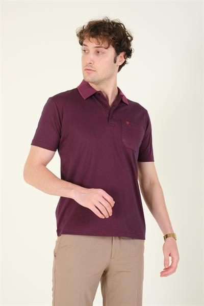 Erkek Polo Yaka Cepli T-Shirt Mürdüm