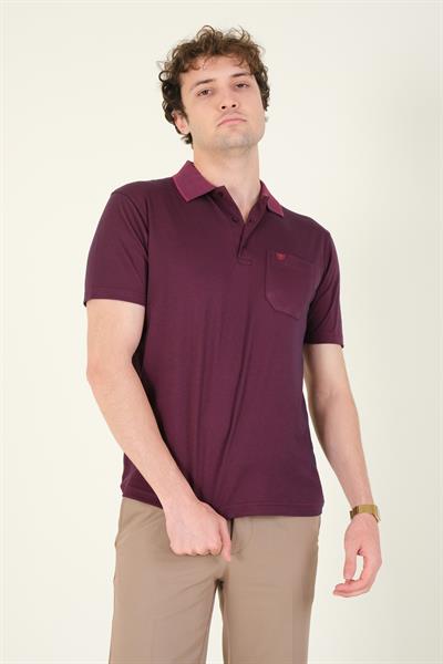 Erkek Polo Yaka Cepli T-Shirt Mürdüm