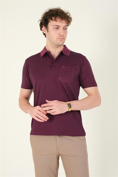 Erkek Polo Yaka Cepli T-Shirt Mürdüm