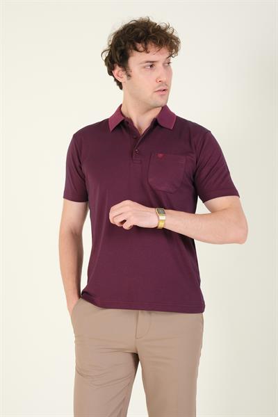 Erkek Polo Yaka Cepli T-Shirt Mürdüm