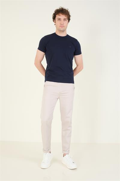 Erkek Sıfır Yaka Basic T-Shirt Lacivert