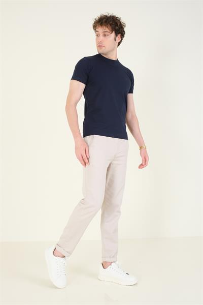 Erkek Sıfır Yaka Basic T-Shirt Lacivert