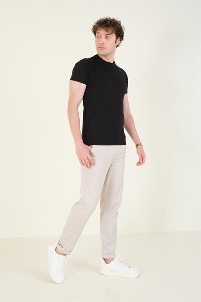 Erkek Sıfır Yaka Basic T-Shirt Siyah