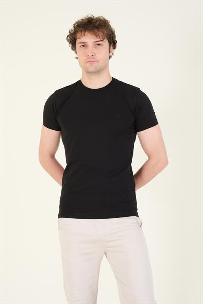 Erkek Sıfır Yaka Basic T-Shirt Siyah