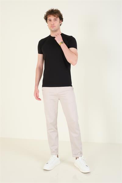 Erkek Sıfır Yaka Basic T-Shirt Siyah