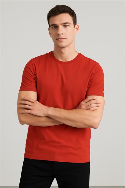 Erkek Sıfır Yaka Kısakol Suprem Tshirt Kırmızı