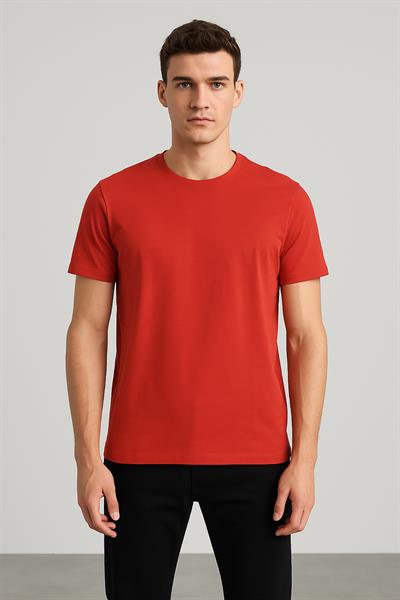 Erkek Sıfır Yaka Kısakol Suprem Tshirt Kırmızı