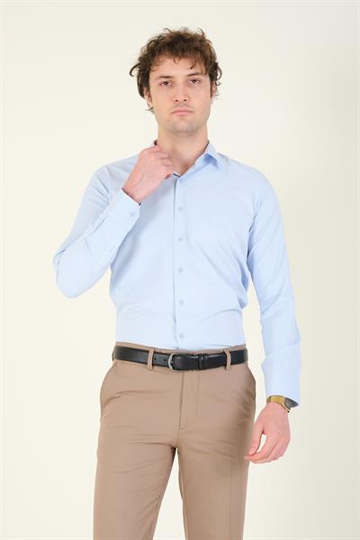 Erkek Slim Fit Gömlek Mavi