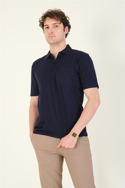 Erkek Süprem Kumaş Cepli Polo Yaka T-Shirt Lacivert