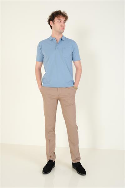 Erkek Süprem Kumaş Cepli Polo Yaka T-Shirt Mavi