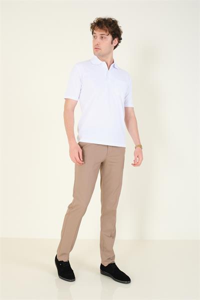 Erkek Süprem Kumaş Cepli Polo Yaka T-Shirt Beyaz