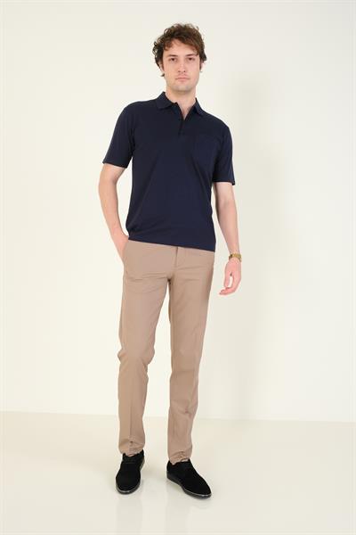 Erkek Süprem Kumaş Cepli Polo Yaka T-Shirt Lacivert