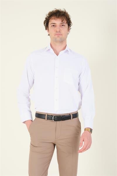 Erkek Tek Cep Klasik Kesim Gömlek Beyaz