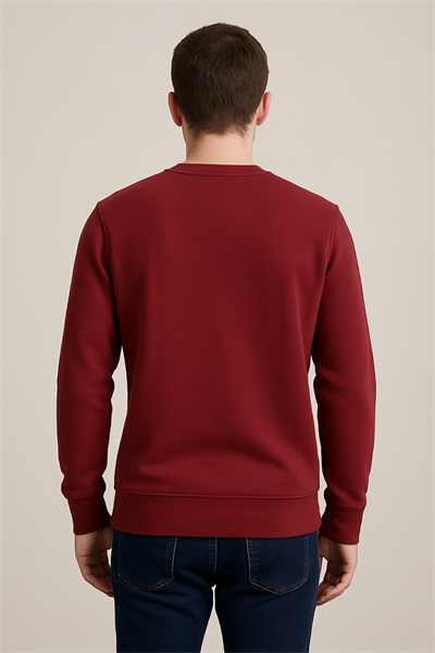 Erkek Üç İp Şardonsuz Sweatshirt Bordo