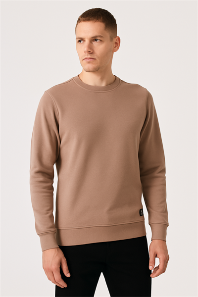 Erkek Üç İp Şardonsuz Sweatshirt Camel