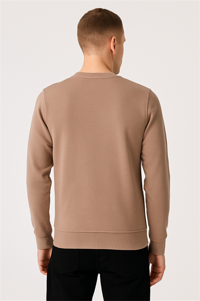 Erkek Üç İp Şardonsuz Sweatshirt Camel