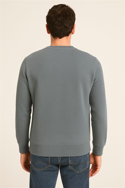 Erkek Üç İp Şardonsuz Sweatshirt Füme