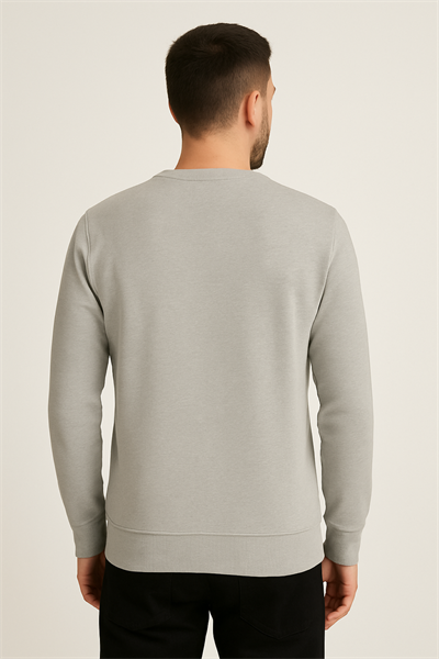 Erkek Üç İp Şardonsuz Sweatshirt Gri
