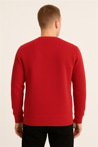 Erkek Üç İp Şardonsuz Sweatshirt Kırmızı