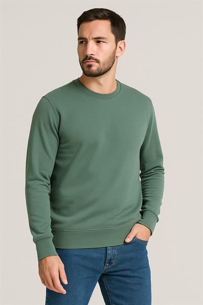 Erkek Üç İp Şardonsuz Sweatshirt Yeşil