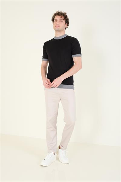Erkek Yarım Balıkçı Merserize T-Shirt Siyah