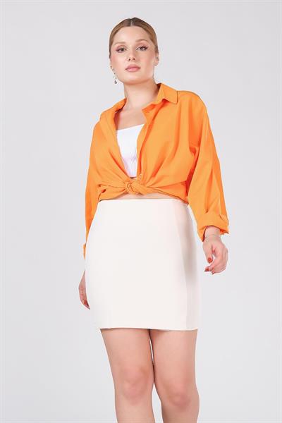 Kadın Astarlı Duz Mini Etek Taş