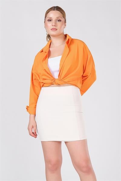 Kadın Astarlı Duz Mini Etek Taş