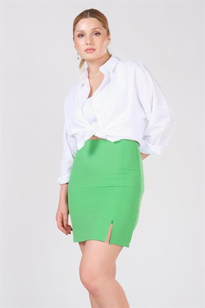 Kadın Astarlı Yan Yırtmaçlı Etek Yeşil