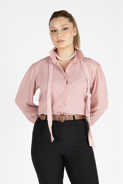 Kadın Bağlamalı Gömlek Gül