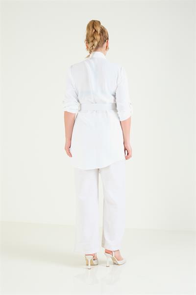 Kadın Bel Kemerli Tunik Ekru