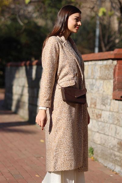 Kadın Buklet Oversize Kaban Bej