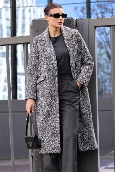 Kadın Buklet Oversize Kaban Siyah