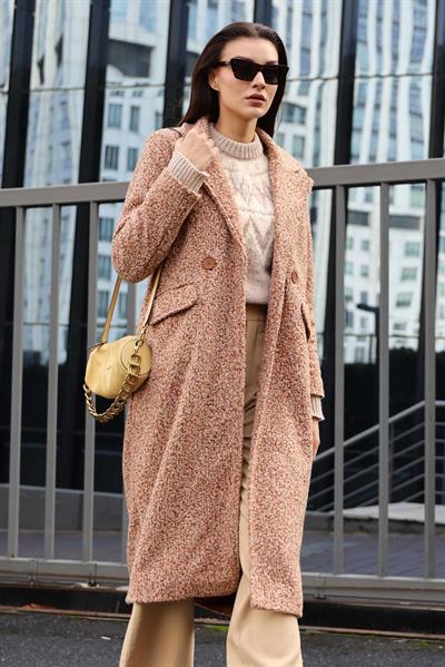 Kadın Buklet Oversize Kaban Taba
