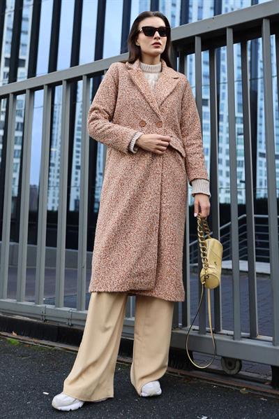 Kadın Buklet Oversize Kaban Taba