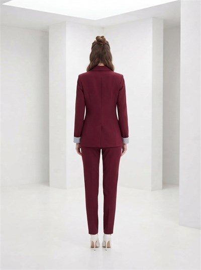 Kadın Ceket Pantolon Takım Bordo