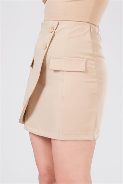 Kadın Cep Detaylı Etek Açık Camel