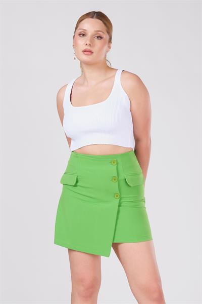 Kadın Cep Detaylı Etek Yeşil