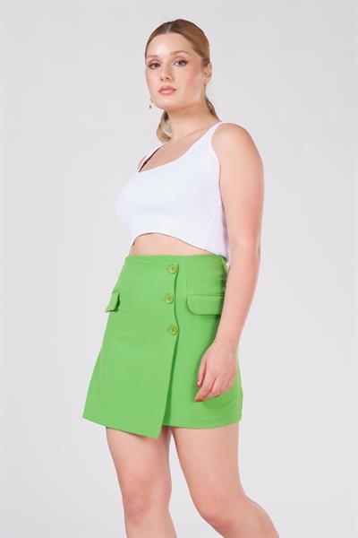 Kadın Cep Detaylı Etek Yeşil